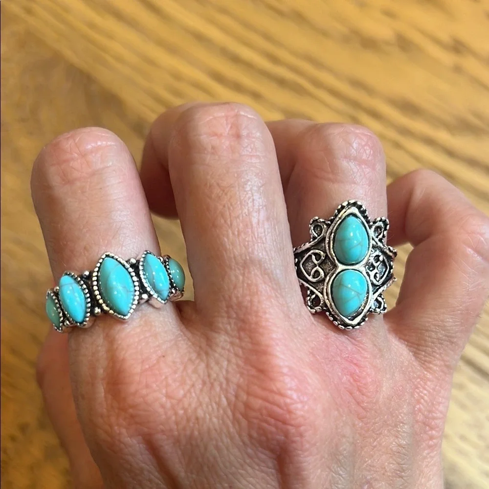 Blue and Silver Ring and earring set